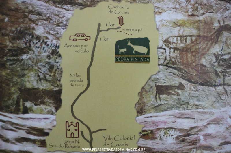 Mapa de acesso ao Sítio Pedra Pintada em Cocais-MG