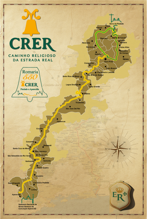 Mapa do Caminho Religioso da Estrada Real (CRER)